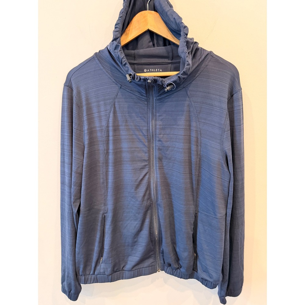Athleta Womens Full‎ Zip Hoodie Jacket Blue Space Dye Heathered Large